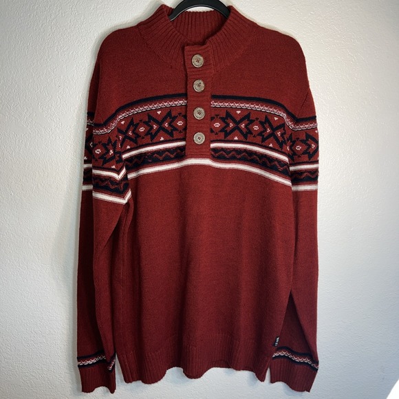 Buffalo men jeans‎ red winter sweater size XL Wool - Picture 1 of 13